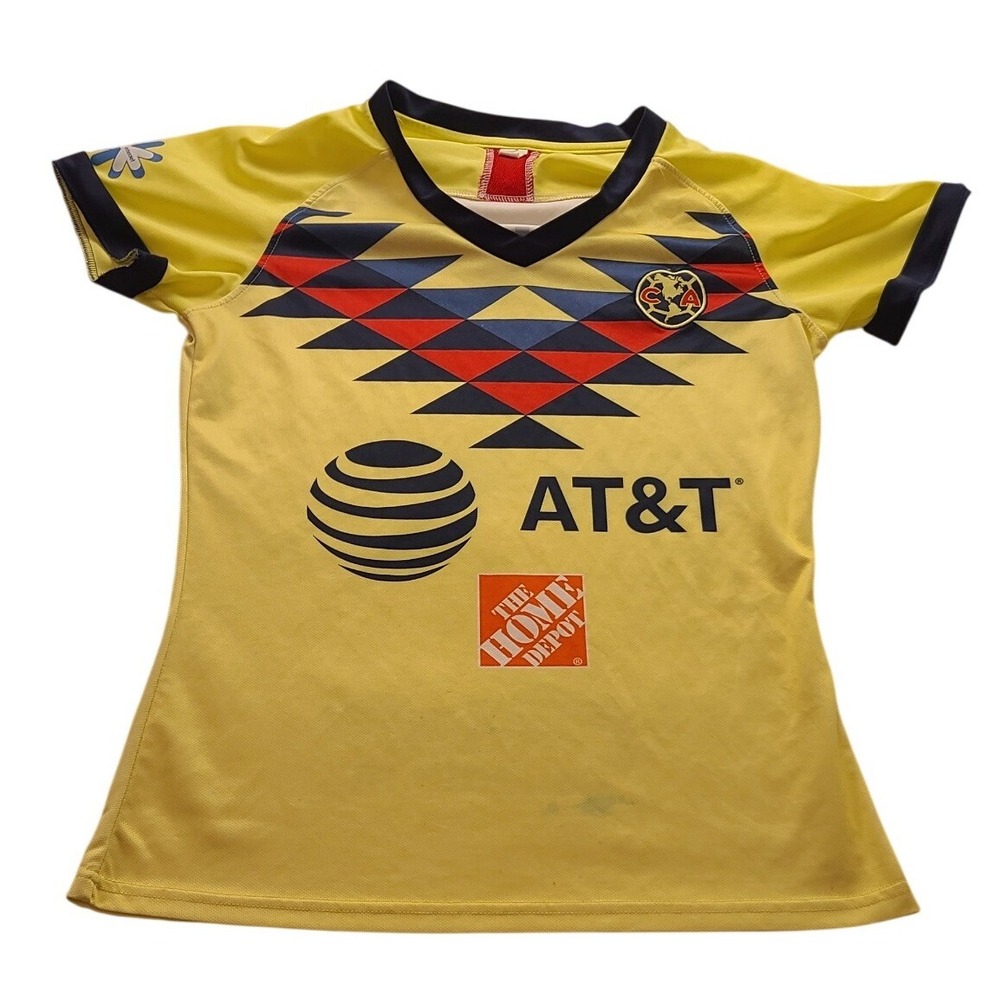 Club America Soccer Jersey Yellow AT&T Home Depot Caliente Short Sleeve Men's S
